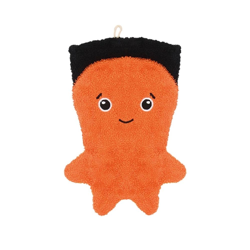 FURNIS Gant de toilette en coton BIO – Pieuvre orange